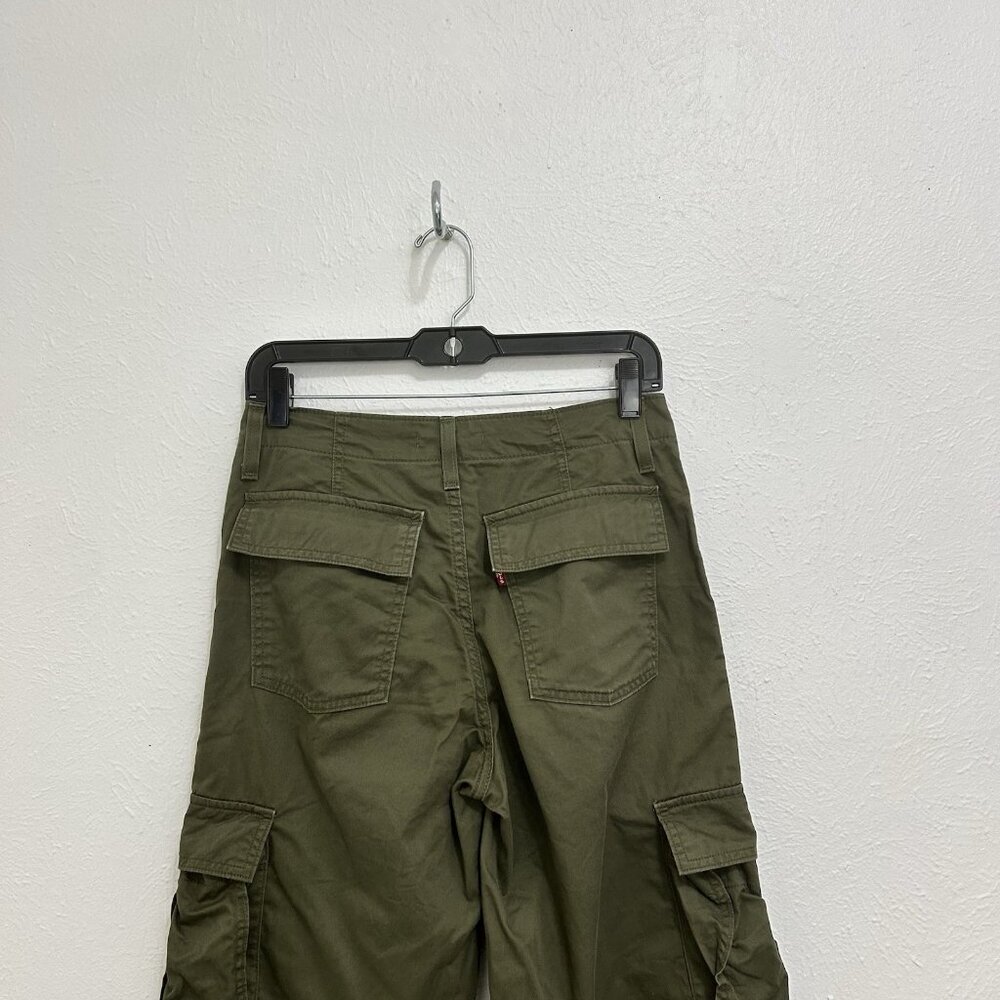 Levis Pants Sz 25 Green '94 Baggy Utility Cargo Drawstring Leg Streetwear Skater - Picture 13 of 14